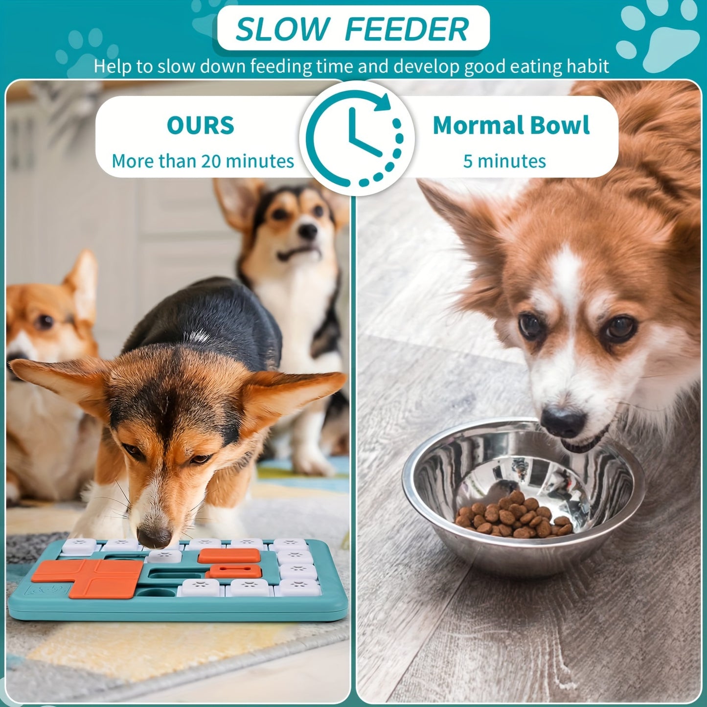 Dog Puzzle Toys, Interactive Treat Puzzle Dog Toy for IQ Training & Mental Stimulating, Treat Puzzle Dispensing with Squeaky Design for Large Medium Small Smart Dogs