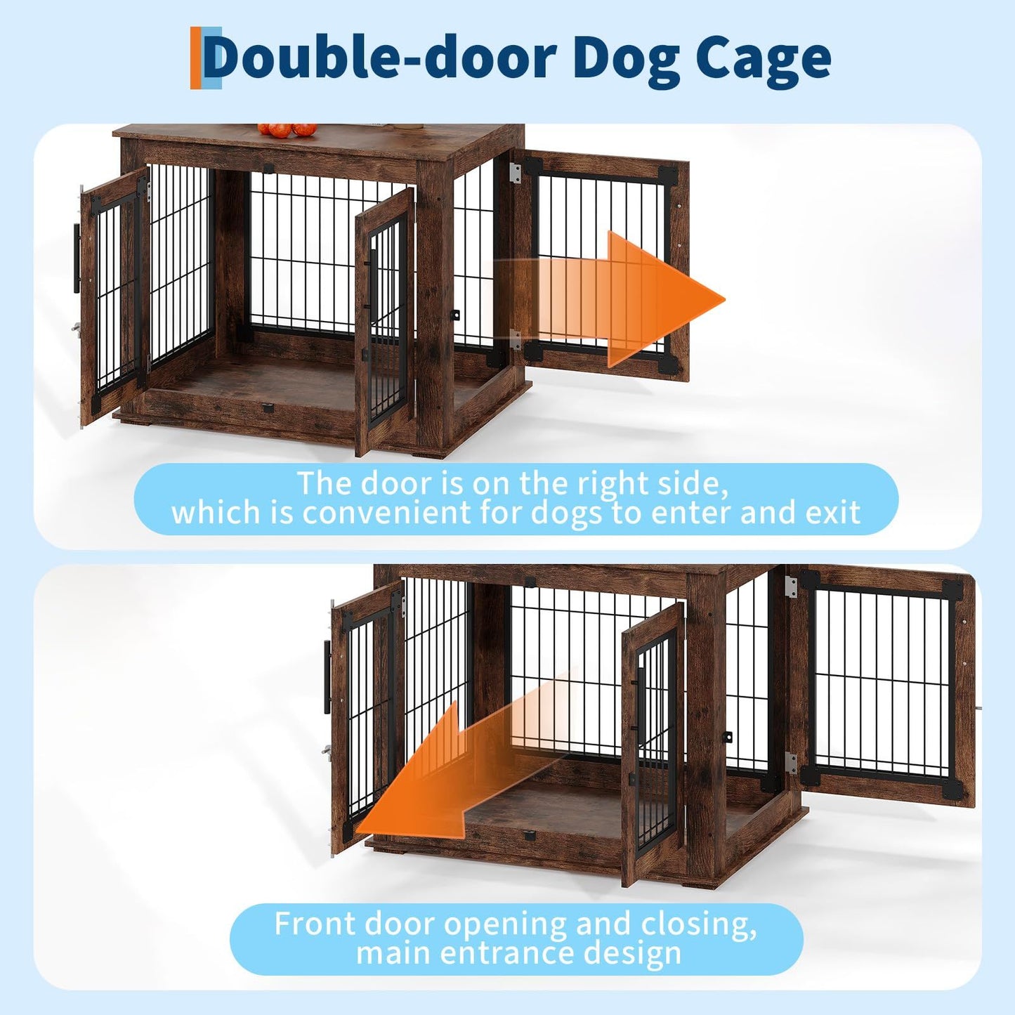 Heavy-Duty Dog Crate, 31 Inch Modern Dog House with Double Doors | Suitable for Small Medium Dogs, Plywood Kennel Serving as a Side or End Table for Living Room, Bedroom, Rustic Brown