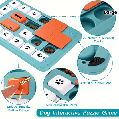 Dog Puzzle Toys, Interactive Treat Puzzle Dog Toy for IQ Training & Mental Stimulating, Treat Puzzle Dispensing with Squeaky Design for Large Medium Small Smart Dogs