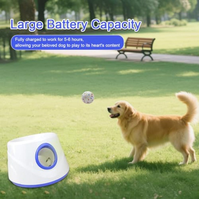 Automatic Launcher for Dogs, Featuring Three Adjustable Distance Settings for Indoor And Outdoor Use, Comes with Three 2.3-Inch Balls, Suitable for Small to Medium-Sized Dogs, Without Battery