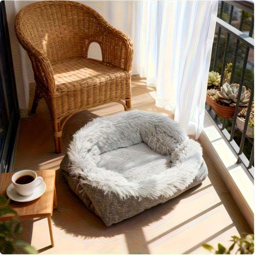 1pc Dual-Use Cat Bed & Small Dog House - Thick Plush All-Season Cozy Kennel\Nest, Warm Winter Bedding for Cats\Dogs, Soft Cushion for Living Room, Balcony, Bedroom
