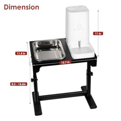Elevated Dog Bowls with Water Dispenser and 304 Stainl Steel Bowl