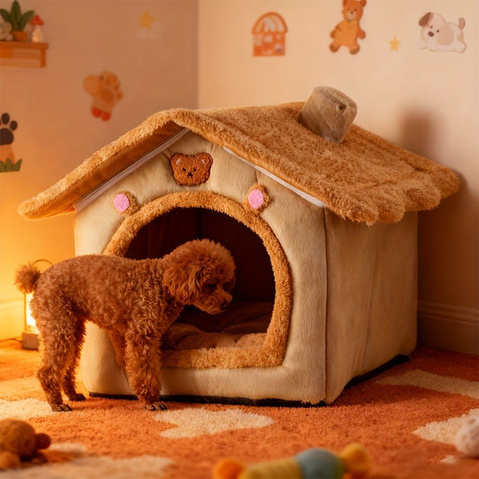 A Dog House Suitable for All Four Seasons. A Comfortable And Soft Dog Bed. Features a Built-In Thick Velvet Cushion. Suitable for Various Scenarios. Removable for Easy Cleaning. A Pet Bed That Can Be Used for Both Dogs And Cats