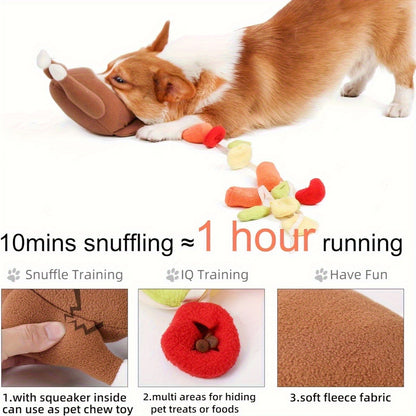Plush Dog Toys, Roast Turkey Pet Toys Pet Hiding Food Interactive Dog Toys Dog Nose Work Foraging Skills
