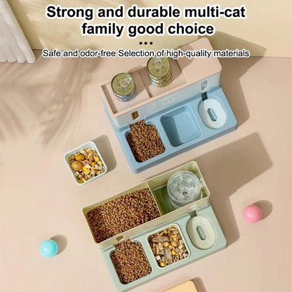 3-in-1 Automatic Feeder for Cats and Dogs | Double Bowl Drinking Water Raised Stand Dish Bowls, Uncharged, PP Material, Without Battery