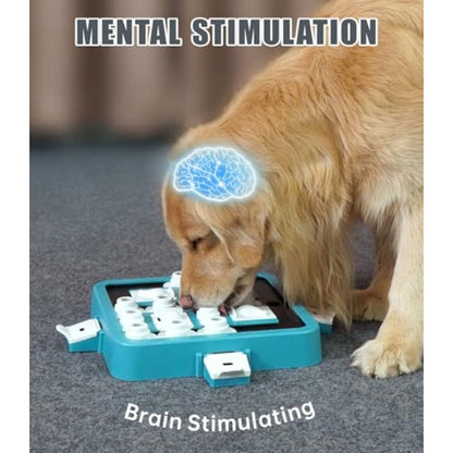 Interactive Dog Puzzle Toy & Treat Feeder - Turquoise & Black Multi-Level Dispenser with Adjustable Difficulty, Mental Stimulation Game for All Breed Sizes (Small, Medium, Large Dogs) - Slow Feeder for Puppies & Pets, Training