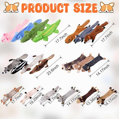 20pcs Bulk No Stuffing Dog Toys Suitable for Aggressive Chewers, Crinkle Teething Chew Plush Chewable Toys with Squeaker for Puppies & Dogs, Chewable Gifts for Small Medium Large Breeds, 20 Styles