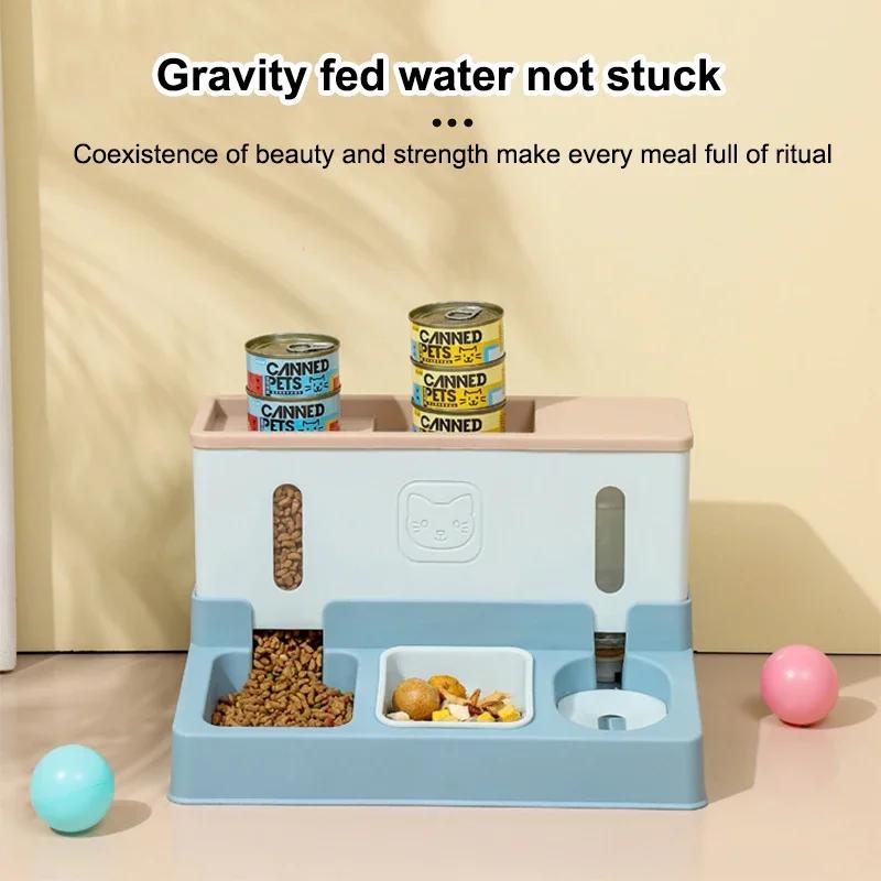 3-in-1 Automatic Feeder for Cats and Dogs | Double Bowl Drinking Water Raised Stand Dish Bowls, Uncharged, PP Material, Without Battery