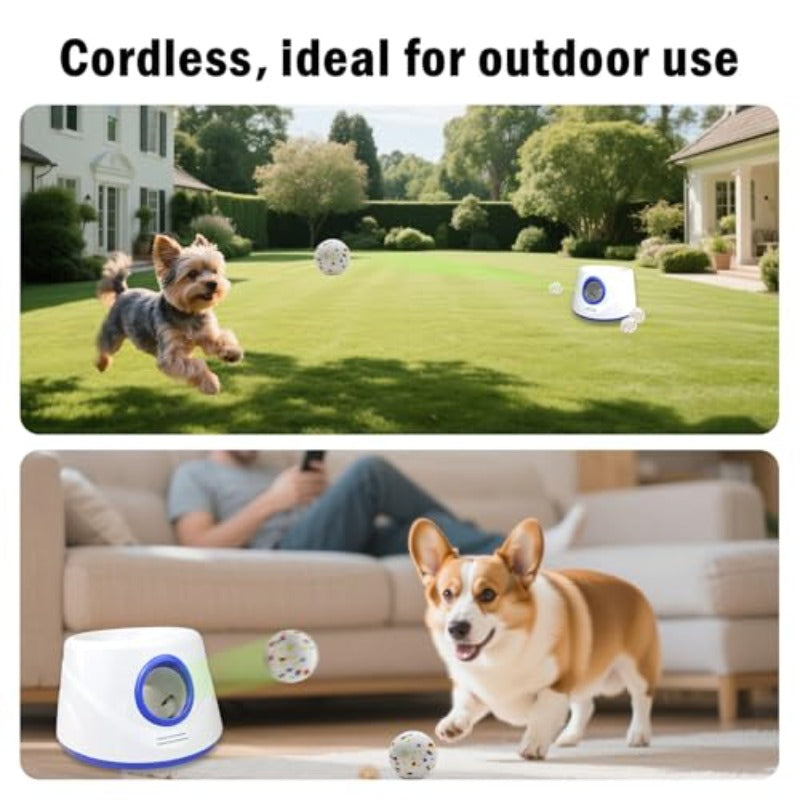 Automatic Launcher for Dogs, Featuring Three Adjustable Distance Settings for Indoor And Outdoor Use, Comes with Three 2.3-Inch Balls, Suitable for Small to Medium-Sized Dogs, Without Battery