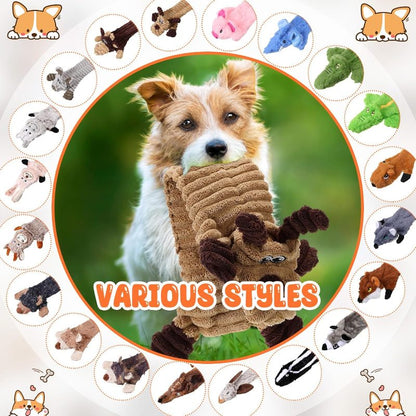 20pcs Bulk No Stuffing Dog Toys Suitable for Aggressive Chewers, Crinkle Teething Chew Plush Chewable Toys with Squeaker for Puppies & Dogs, Chewable Gifts for Small Medium Large Breeds, 20 Styles