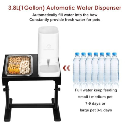 Elevated Dog Bowls with Water Dispenser and 304 Stainl Steel Bowl