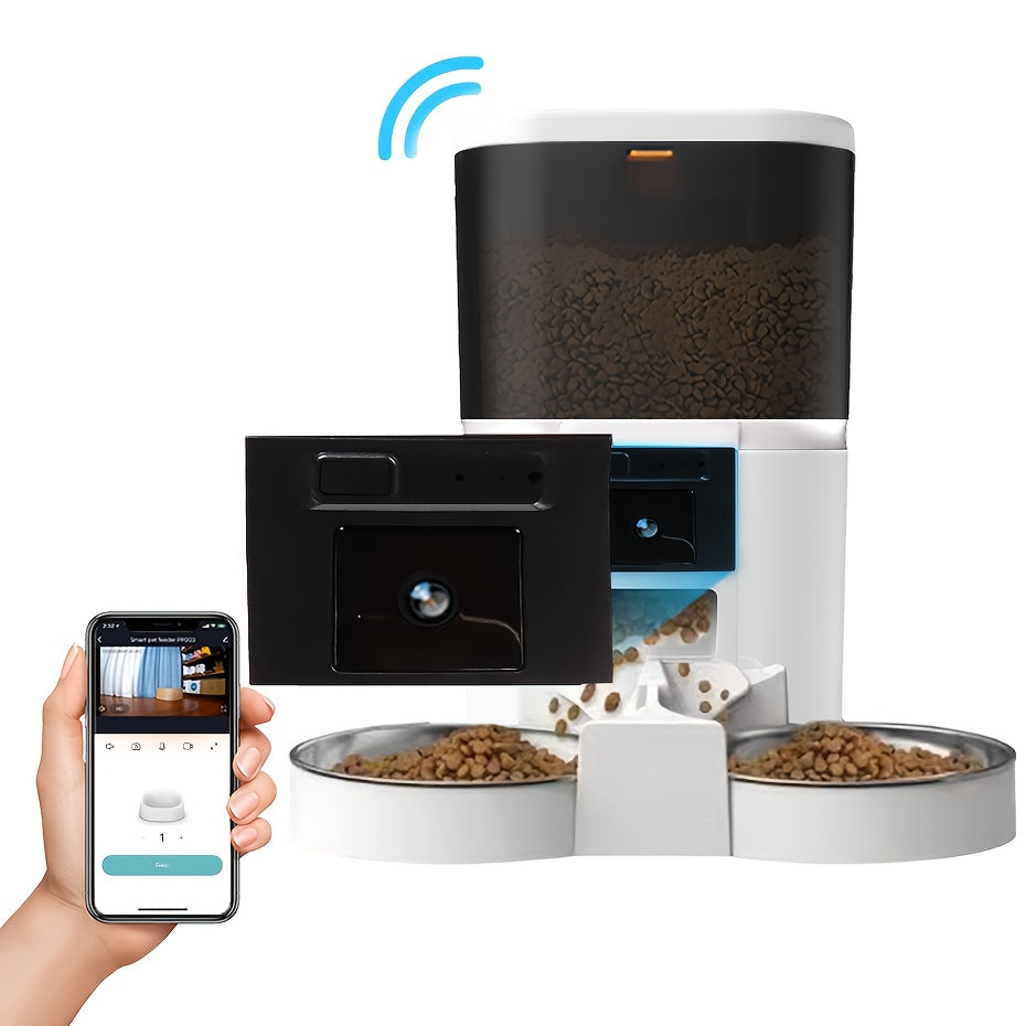 4L Pet Feeder • Large Capacity Smart Pet Feeder with Dog Automatic Food Dispenser • Timing Single\Double Bowl Automatic Smart Pet Cat Food Dispenser • Remote Control APP Control Cat and Dog Pet Feeder • Easy Disassembly • No 5V 2A Plug