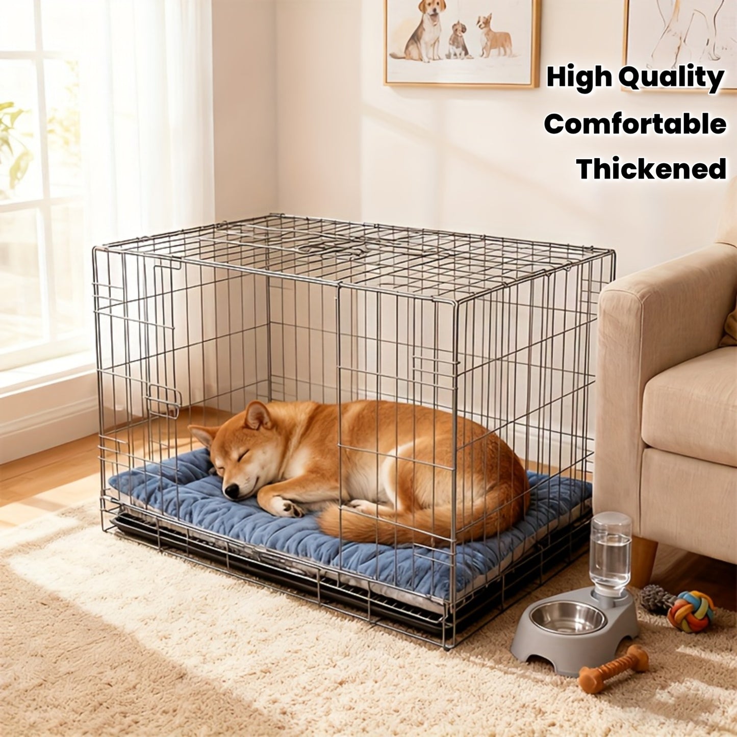 Cozy Dog Bed Mat Soft Velvet Dog Cage Mat | High-Quality Dog Bed Mat, Large Size 120x60cm, Thickened Padded Filling, Warm & Cozy for Winter, Suitable for Medium to Large Dogs, Fits Breeds L