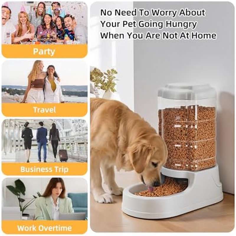 2.51gal Large Automatic Dog Food Dispenser & Gravity Feeder - No Required, Heavy-Duty Pet Food Dispenser Suitable for Indoor\Outdoor Use, Large Dogs, Travel - Gravity- with Non-Slip Base & Feeders for Bully Breeds & Heavy-Eaters