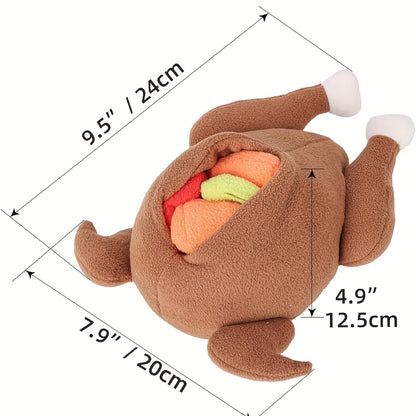Plush Dog Toys, Roast Turkey Pet Toys Pet Hiding Food Interactive Dog Toys Dog Nose Work Foraging Skills
