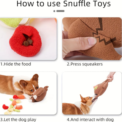 Plush Dog Toys, Roast Turkey Pet Toys Pet Hiding Food Interactive Dog Toys Dog Nose Work Foraging Skills