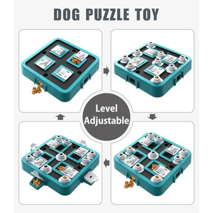 Interactive Dog Puzzle Toy & Treat Feeder - Turquoise & Black Multi-Level Dispenser with Adjustable Difficulty, Mental Stimulation Game for All Breed Sizes (Small, Medium, Large Dogs) - Slow Feeder for Puppies & Pets, Training