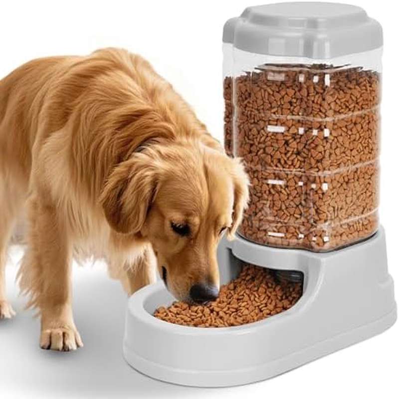 2.51gal Large Automatic Dog Food Dispenser & Gravity Feeder - No Required, Heavy-Duty Pet Food Dispenser Suitable for Indoor\Outdoor Use, Large Dogs, Travel - Gravity- with Non-Slip Base & Feeders for Bully Breeds & Heavy-Eaters