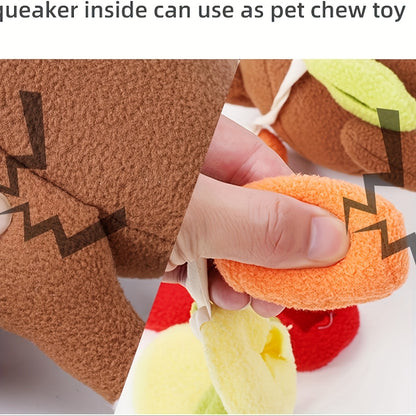 Plush Dog Toys, Roast Turkey Pet Toys Pet Hiding Food Interactive Dog Toys Dog Nose Work Foraging Skills