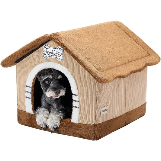 Large Indoor Dog House with Cave Bed - Insulated Cozy Pet House with Removable Washable Cushion, Sturdy Frame & High Quality Floor