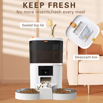 4L Pet Feeder • Large Capacity Smart Pet Feeder with Dog Automatic Food Dispenser • Timing Single\Double Bowl Automatic Smart Pet Cat Food Dispenser • Remote Control APP Control Cat and Dog Pet Feeder • Easy Disassembly • No 5V 2A Plug