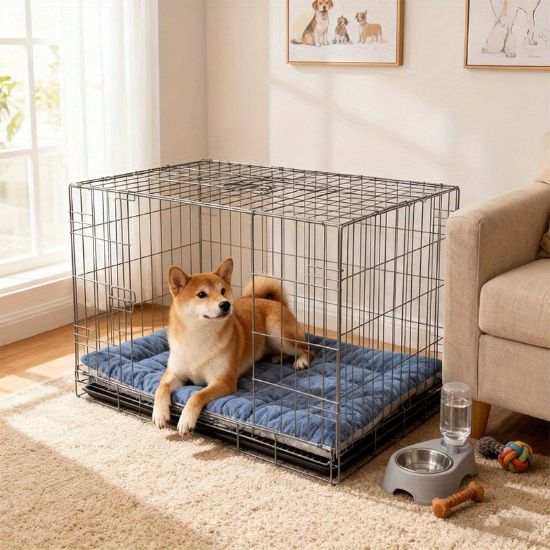 Cozy Dog Bed Mat Soft Velvet Dog Cage Mat | High-Quality Dog Bed Mat, Large Size 120x60cm, Thickened Padded Filling, Warm & Cozy for Winter, Suitable for Medium to Large Dogs, Fits Breeds L