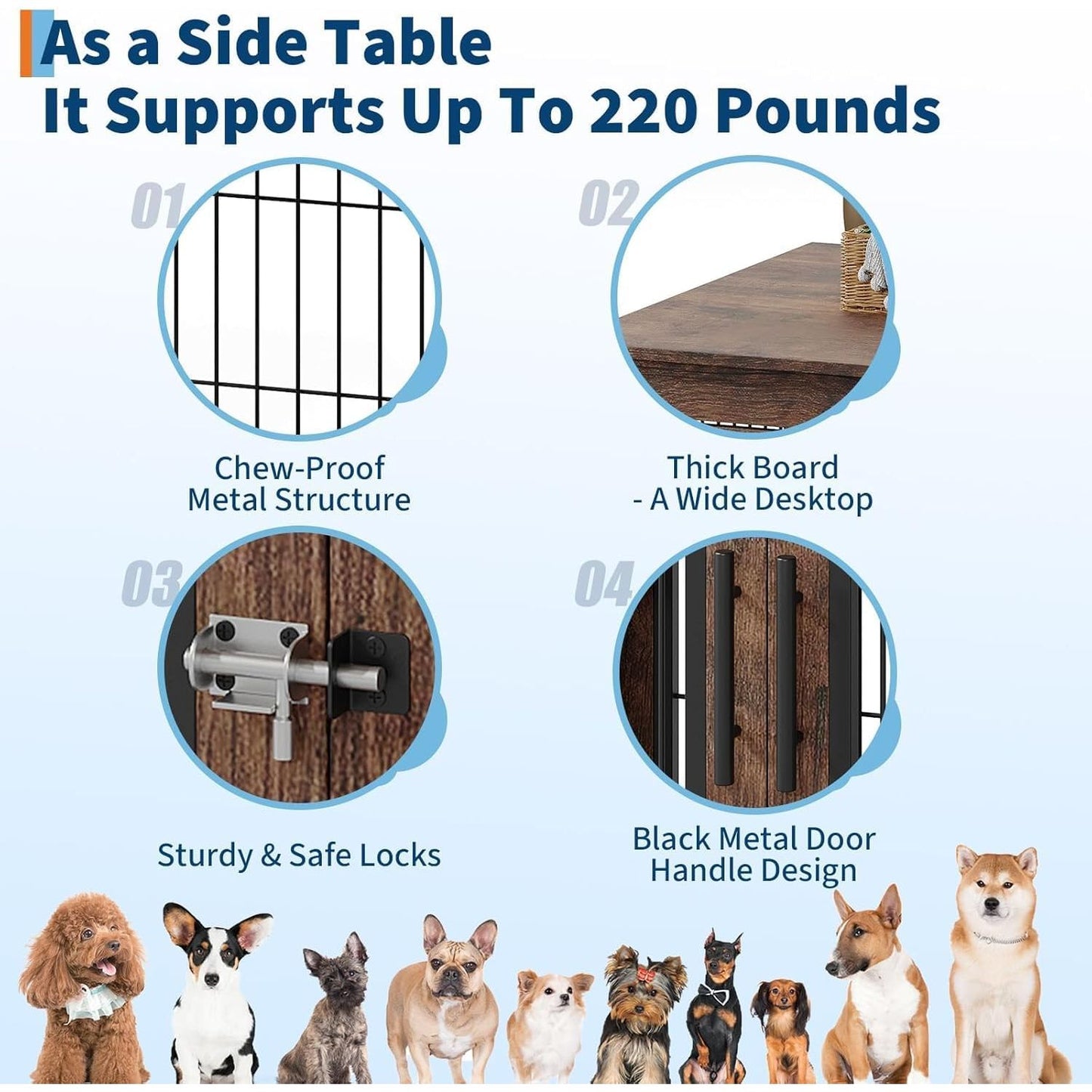 Heavy-Duty Dog Crate, 31 Inch Modern Dog House with Double Doors | Suitable for Small Medium Dogs, Plywood Kennel Serving as a Side or End Table for Living Room, Bedroom, Rustic Brown