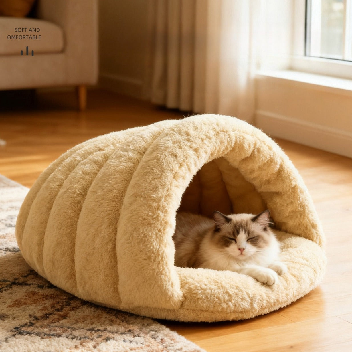 Autumn and Winter Semi-Enclosed Pumpkin Cat House Dog House, Warm Thickened Pet House Dog Bed, Suitable for Pets Under 8.82LB