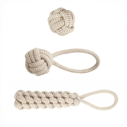 Three-piece Dog Knot Toy | Interactive Molar Chew Toy for Small, Medium, and Large Dogs, Easy to Clean, Training and Entertainment, Polyester Blend