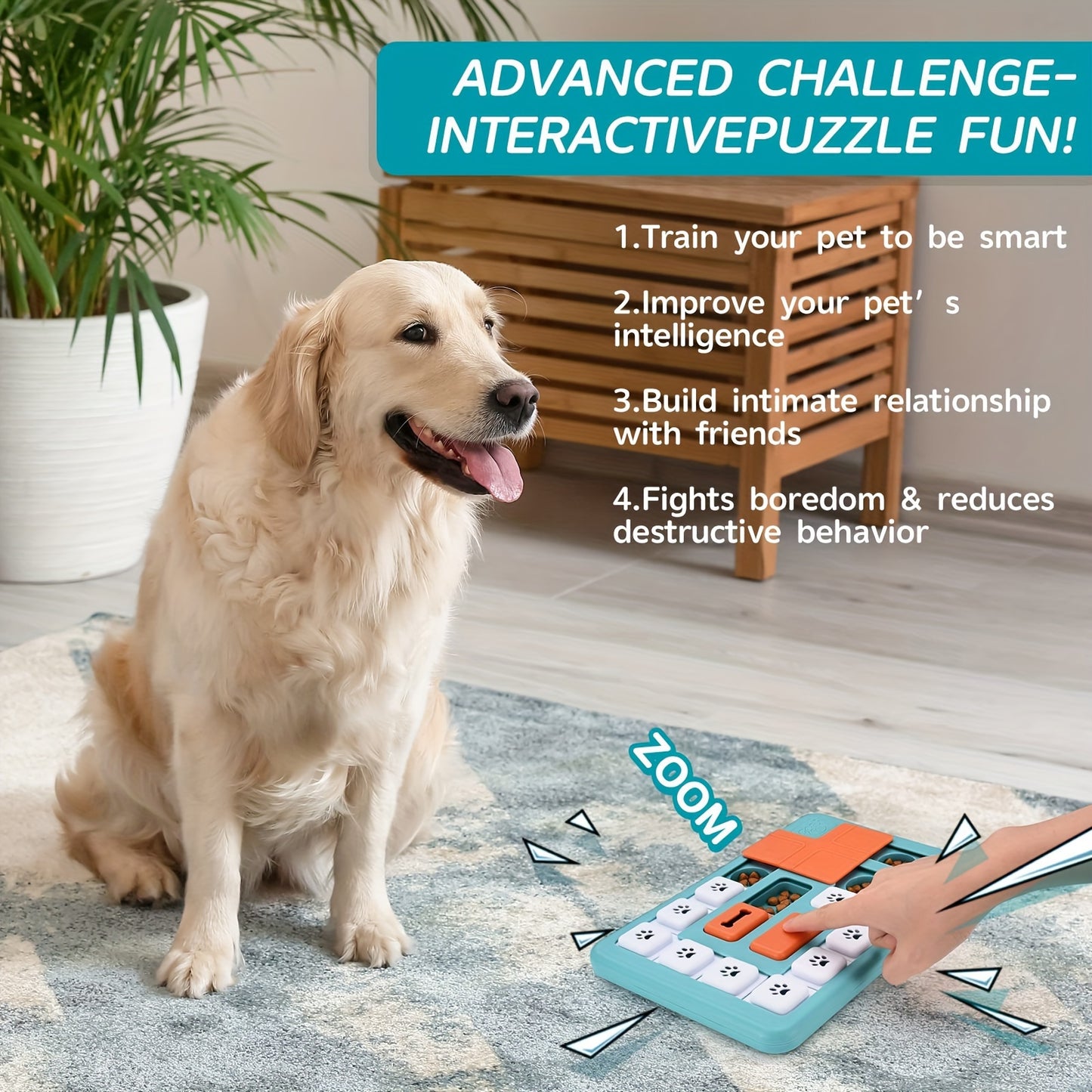 Dog Puzzle Toys, Interactive Treat Puzzle Dog Toy for IQ Training & Mental Stimulating, Treat Puzzle Dispensing with Squeaky Design for Large Medium Small Smart Dogs