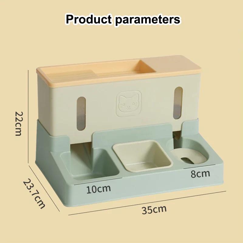 3-in-1 Automatic Feeder for Cats and Dogs | Double Bowl Drinking Water Raised Stand Dish Bowls, Uncharged, PP Material, Without Battery