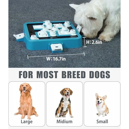 Interactive Dog Puzzle Toy & Treat Feeder - Turquoise & Black Multi-Level Dispenser with Adjustable Difficulty, Mental Stimulation Game for All Breed Sizes (Small, Medium, Large Dogs) - Slow Feeder for Puppies & Pets, Training
