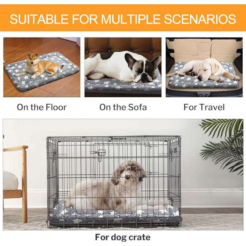 4pcs Orthopedic Dog Bed Compatible for Crate - Large\medium\small Size Plush Washable Kennel Mat with Non-Slip Bottom, Orthopedic for all-Season Use, Cozy\Travel Crate Pad for Dogs (Fits Kennels, Easy Clean)