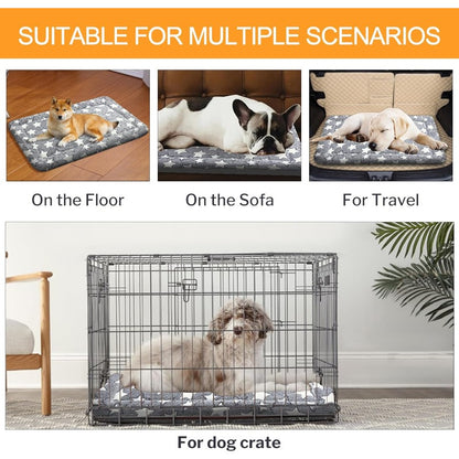 4pcs Orthopedic Dog Bed Compatible for Crate - Large\medium\small Size Plush Washable Kennel Mat with Non-Slip Bottom, Orthopedic for all-Season Use, Cozy\Travel Crate Pad for Dogs (Fits Kennels, Easy Clean)