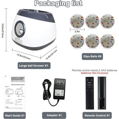 Automatic Dog Ball Launcher with Remote Control - Upgraded Interactive Automatic Ball Thrower for Medium & Large Dogs, 29ft\79ft Range, 3 Speed Settings, Battery-Powered (Batteries Not Included) - Includes 5 ETPU Balls