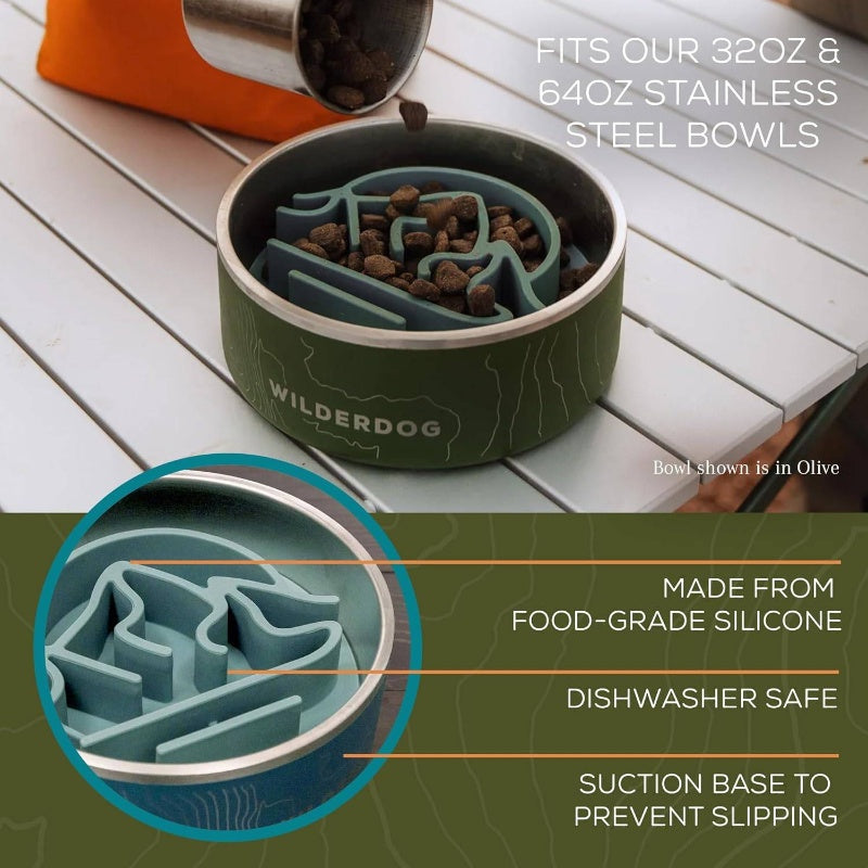 Slow Feeder Bowl | Non-Slip Iron Dish for Fast-Eating Dogs | Promotes Healthy Digestion | Mealtime Enrichment | Adventure-Ready, Top Rack Dishwasher Safe | Fits Bowls with a 7+ Inch Diameter