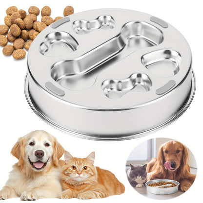 304 Stainless Steel Slow Feeding Dog Bowl, Double-sided Slow Feeding Dog Basin, Suitable for medium\large Dogs, Anti Slip Slow Feeding Dog Cup, Suitable for wet\raw Food Interactive Dog Bowl