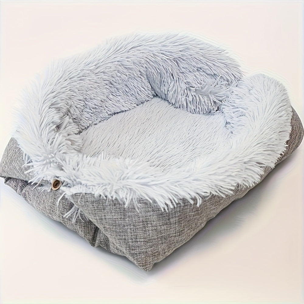 1pc Dual-Use Cat Bed & Small Dog House - Thick Plush All-Season Cozy Kennel\Nest, Warm Winter Bedding for Cats\Dogs, Soft Cushion for Living Room, Balcony, Bedroom