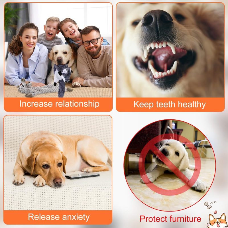 20pcs Bulk No Stuffing Dog Toys Suitable for Aggressive Chewers, Crinkle Teething Chew Plush Chewable Toys with Squeaker for Puppies & Dogs, Chewable Gifts for Small Medium Large Breeds, 20 Styles