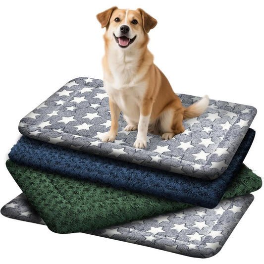 4pcs Orthopedic Dog Bed Compatible for Crate - Large\medium\small Size Plush Washable Kennel Mat with Non-Slip Bottom, Orthopedic for all-Season Use, Cozy\Travel Crate Pad for Dogs (Fits Kennels, Easy Clean)