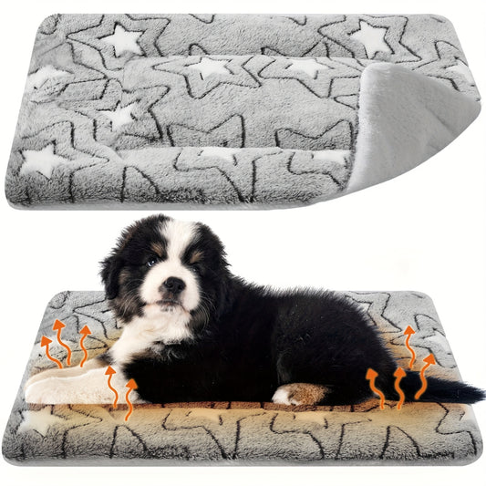 2 Pack Self Warming Cat Mat Pad Bed Reversible Machine Washable Reflects Body Heat Warm Thermal Pet Pad Crate Blanket For Feral And Indoor Cat (Double Star, 20'' X 30'')