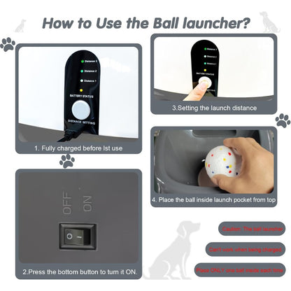 Automatic Dog Ball Launcher with Remote Control - Upgraded Interactive Automatic Ball Thrower for Medium & Large Dogs, 29ft\79ft Range, 3 Speed Settings, Battery-Powered (Batteries Not Included) - Includes 5 ETPU Balls