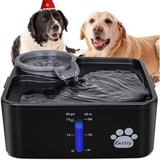 2 Gallon Large Dog & Water Fountain with Wide Drinking Spout, BPA-Free Pet Water Dispenser, Smart Low-Water Alert System, Quiet & Pre\Post Filters for Multi-Pet Households – for large Dogs