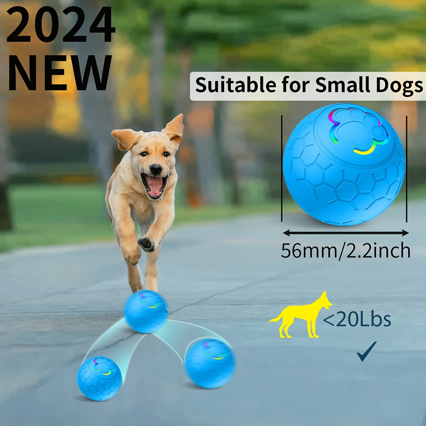 Pet Dog Toy Ball, Bouncy Ball, Smart Mode, Rechargeable Dog Toy Ball