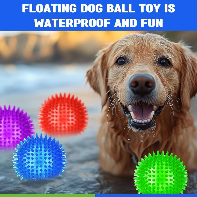 12 Pack 4.5" Heavy Duty Squeaky Dog Balls | Medium Large Dogs, Large Spiky Ball Toys for Aggressive Chewers, Pet Training, Clean Teeth, Outdoor, 4 Colors, Natural Rubber