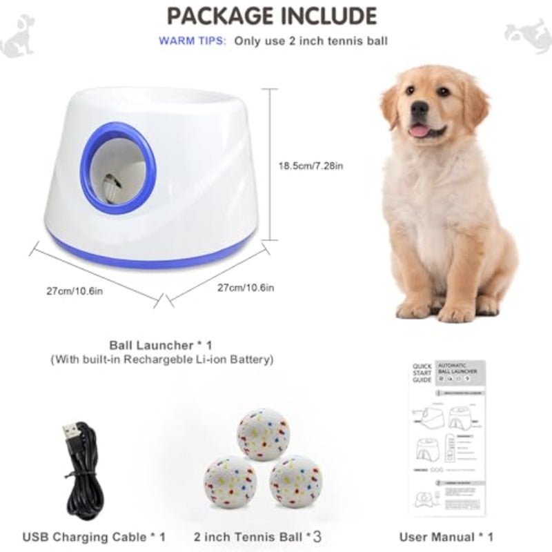 Automatic Launcher for Dogs, Featuring Three Adjustable Distance Settings for Indoor And Outdoor Use, Comes with Three 2.3-Inch Balls, Suitable for Small to Medium-Sized Dogs, Without Battery