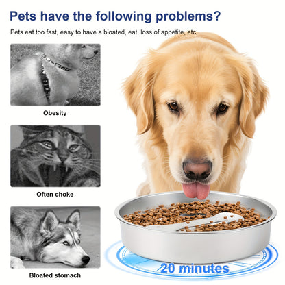 304 Stainless Steel Slow Feeding Dog Bowl, Double-sided Slow Feeding Dog Basin, Suitable for medium\large Dogs, Anti Slip Slow Feeding Dog Cup, Suitable for wet\raw Food Interactive Dog Bowl