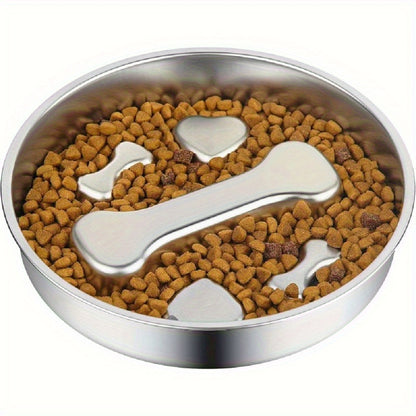 304 Stainless Steel Slow Feeding Dog Bowl, Double-sided Slow Feeding Dog Basin, Suitable for medium\large Dogs, Anti Slip Slow Feeding Dog Cup, Suitable for wet\raw Food Interactive Dog Bowl