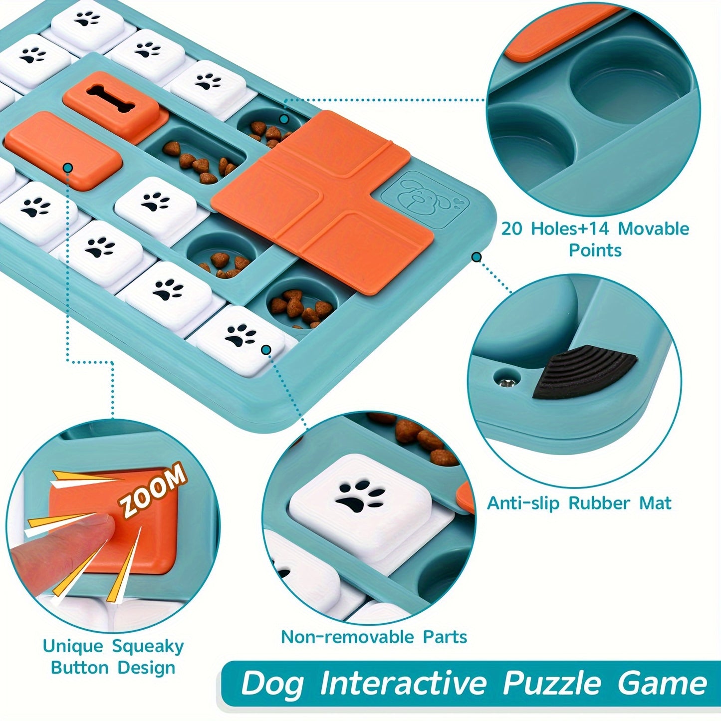 Dog Puzzle Toys, Interactive Treat Puzzle Dog Toy for IQ Training & Mental Stimulating, Treat Puzzle Dispensing with Squeaky Design for Large Medium Small Smart Dogs